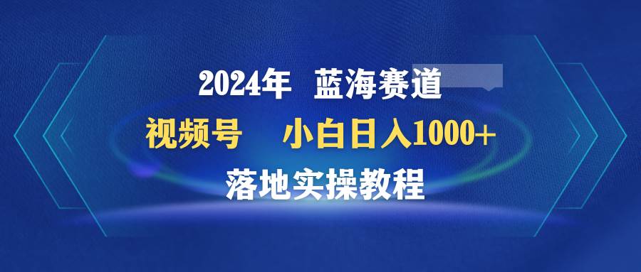 2024年蓝海赛道 视频号  小白日入1000+ 落地实操教程