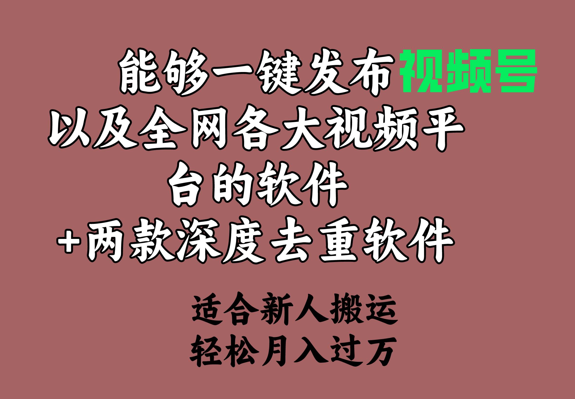 能够一键发布视频号以及全网各大视频平台的软件+两款深度去重软件 适合...