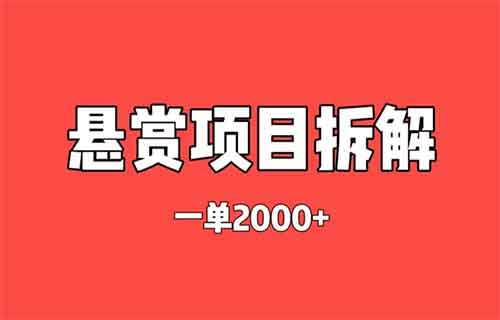 悬赏暴利项目！0门槛快速上手，一单2000元！（保姆级项目教程+渠道分享）