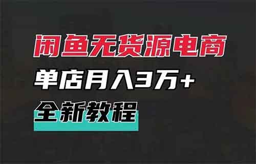 闲鱼无货源电商暴利生意！3个月赚10W+，最全操作教程来啦！