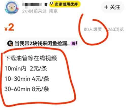 闲鱼视频代下载项目：新手小白的信息差小项目，月入过万