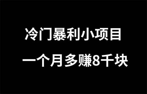 冷门暴利小项目 一个月多赚8千块